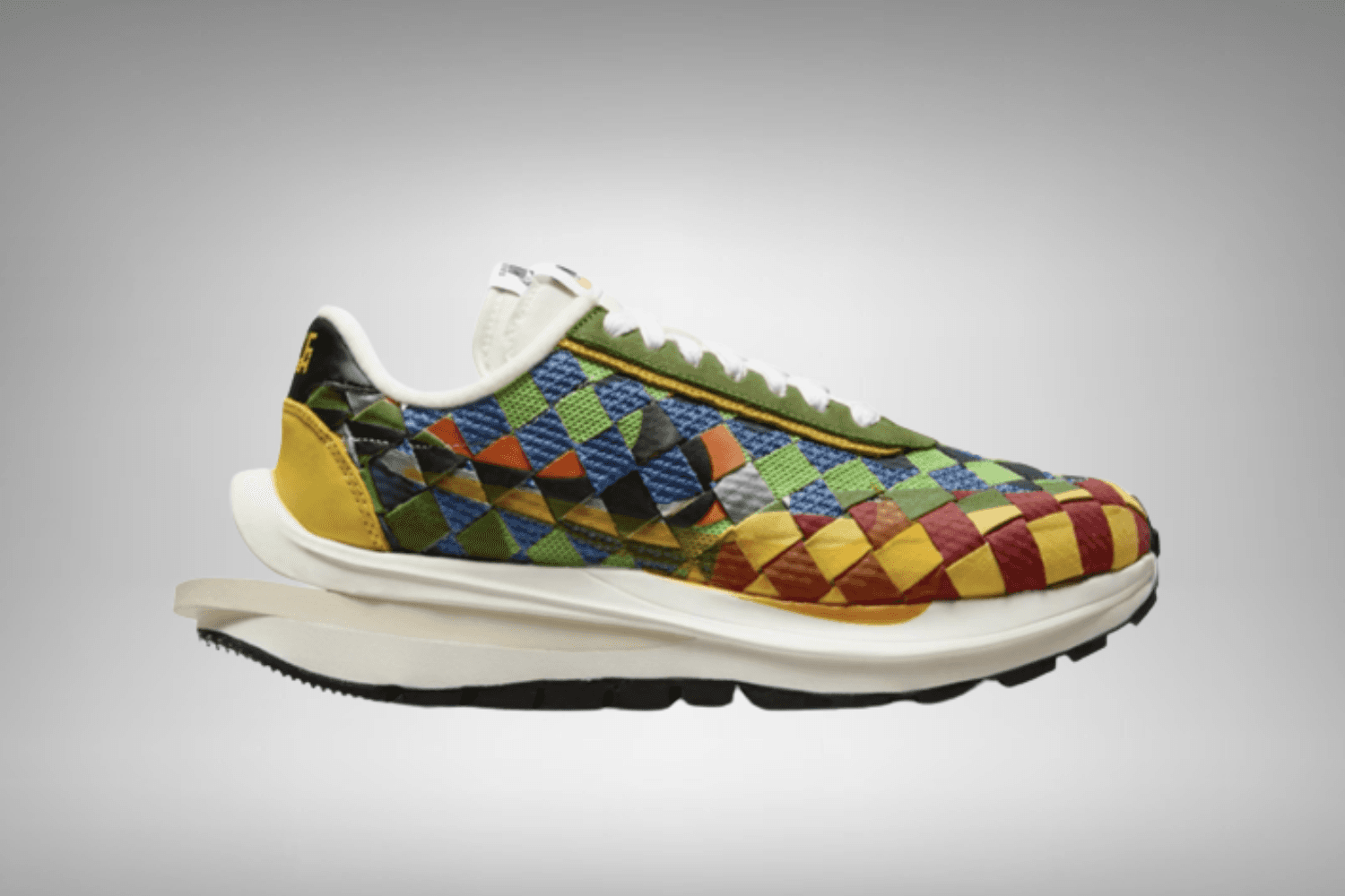 Jean Paul Gaultier x sacai x Nike LD Vaporwaffle Woven &#8216;Green Gusto&#8217; release