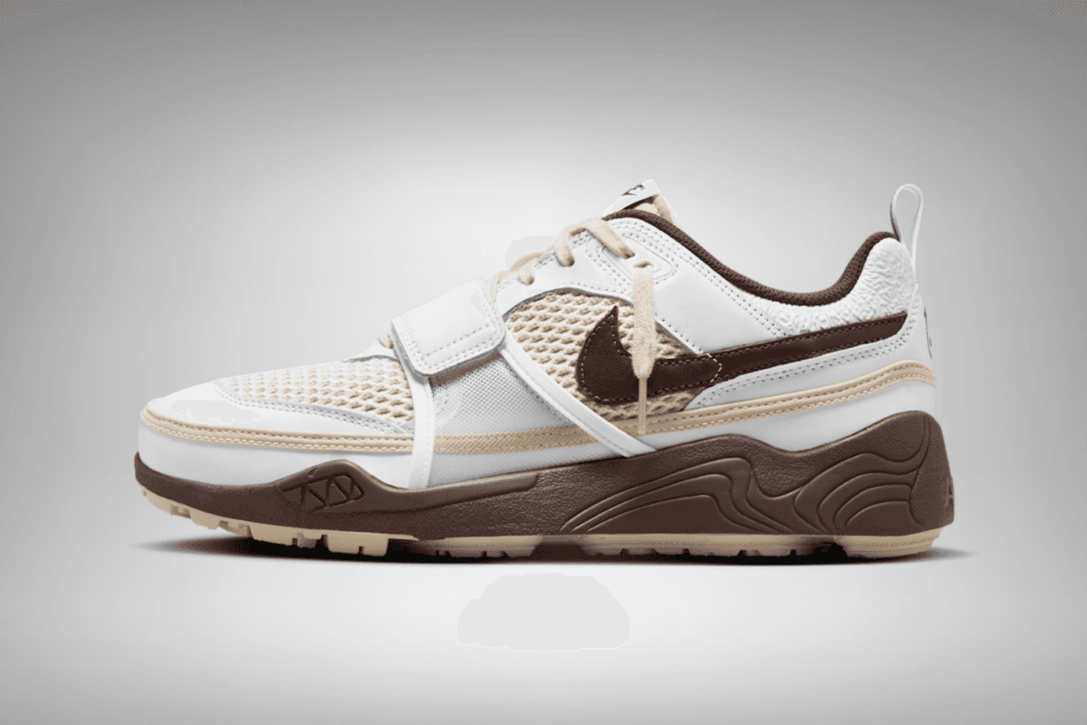 Officiële beelden van de Travis Scott x Nike Zoom Field Jaxx &#8216;Light Chocolate&#8217;