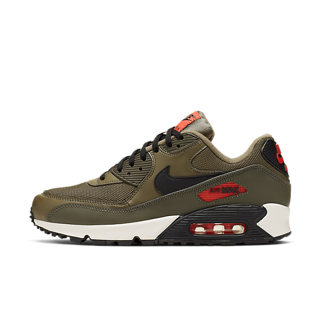 Nike Air Max 90 Essential (Medium Olive / Black - Team Orange)