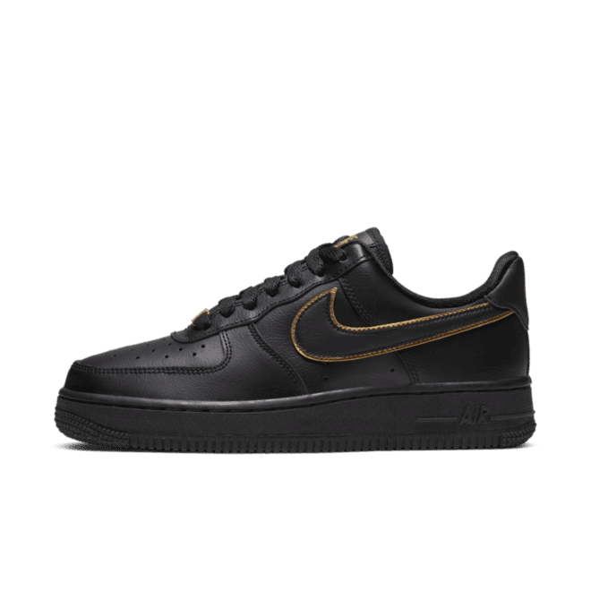 Nike WMNS Air Force 1 '07  'Black' Gold Swoosh Pack