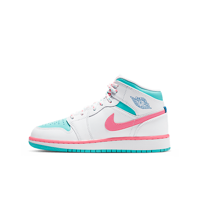 Jordan 1 Mid White Pink Green Soar (GS)