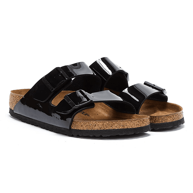 Birkenstock Arizona Birko Flor Patent Womens Black Sandals