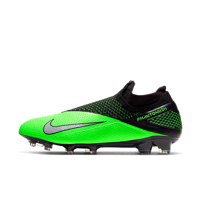 Nike PHANTOM VSN 2 ELITE DF FG Firm Ground BLACK MTLC PLATINUM-GREEN STRIKE