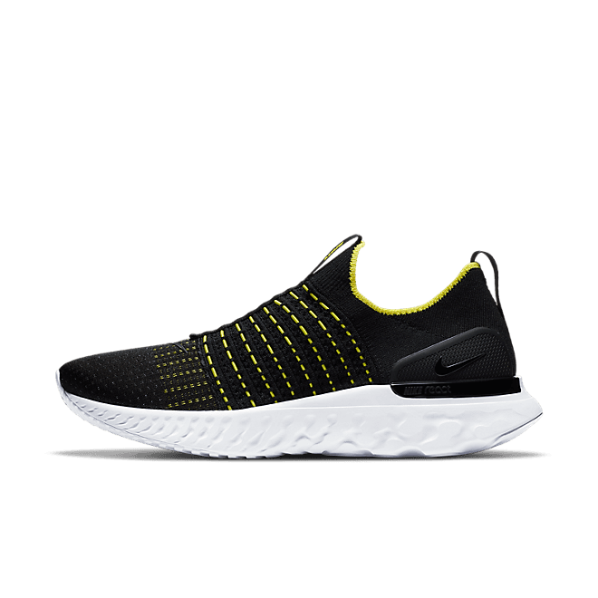 Nike React Phantom Run Flyknit 2 'Black Sonic Yellow' CJ0277-004 (Size: US 10.5)