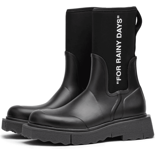 OFF_WHITE Sponge Rubber Rainboot Black Black White (W)