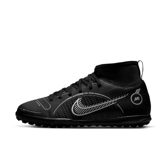 Nike Mercurial Superfly 8 Club TF GS 'Black Metallic Silver'