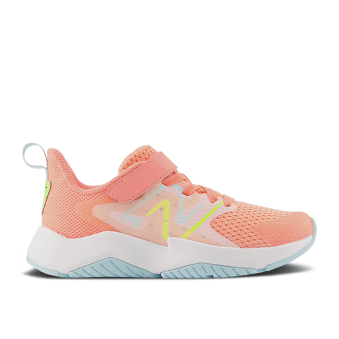 New Balance Rave Run v2 Bungee Lace Top Strap Big Kid X-Wide 'Grapefruit'