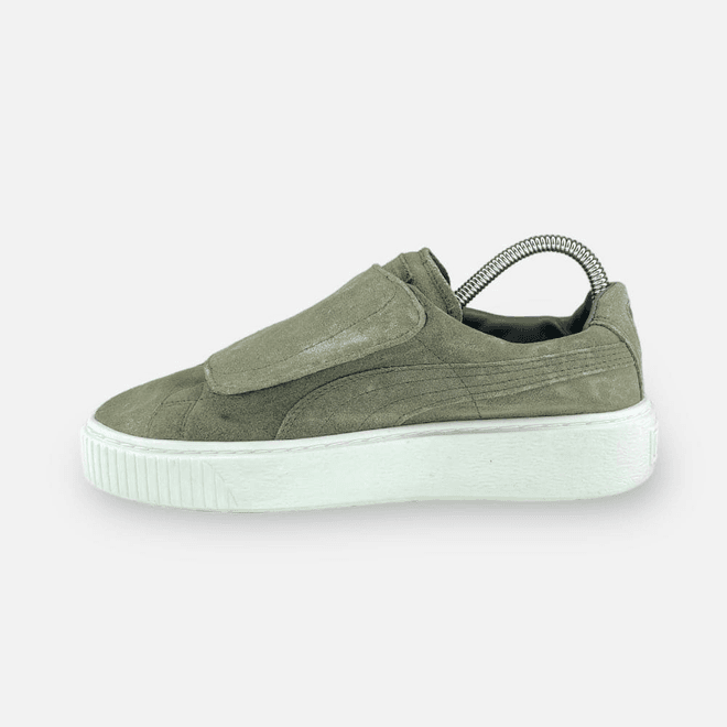 Puma Suede Platform Strap Olive Night Marshmallow Women's 