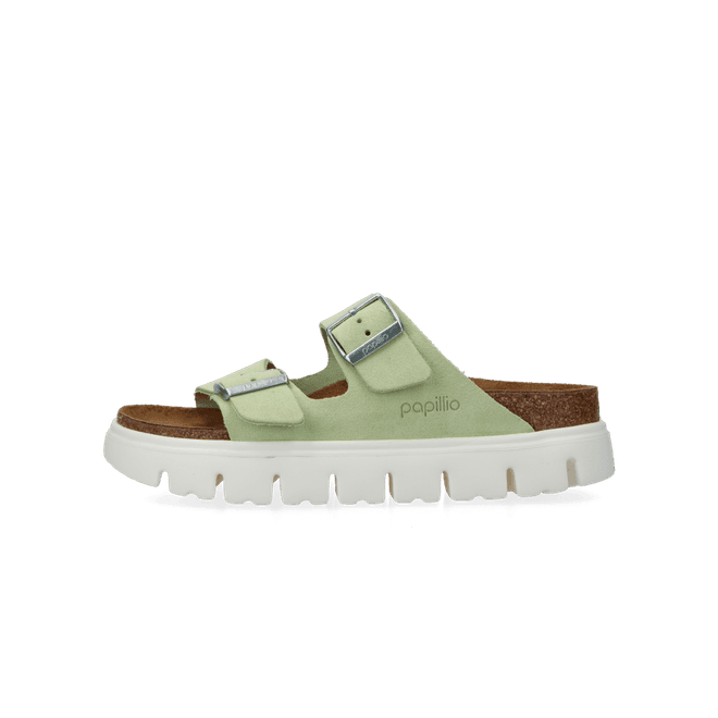 Birkenstock Arizona Platform Suede Leather faded lime