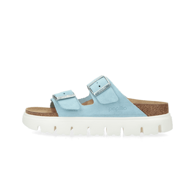 Birkenstock Arizona Platform Suede Leather mineral blue