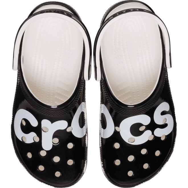 Crocs Unisex Classic High Shine Logo Clogs Black 