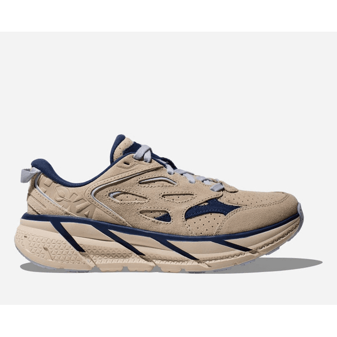 HOKA Clifton L Suede Walking  Oat Milk