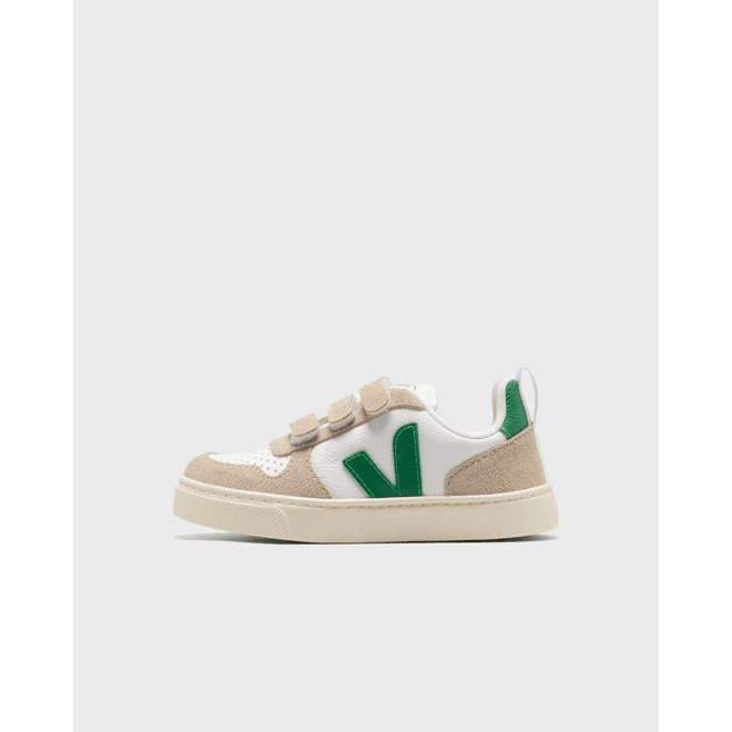 Veja Small V-10 CHROMEFREE LEATHER EXTRA-WHITE_EMERAUDE  