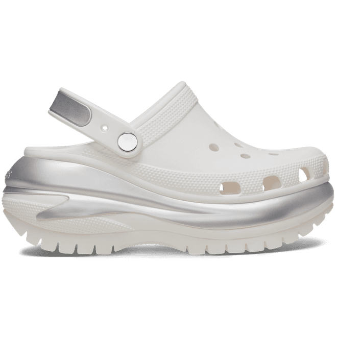 Crocs Mega Crush Metallic ClogsWhite / Silver 