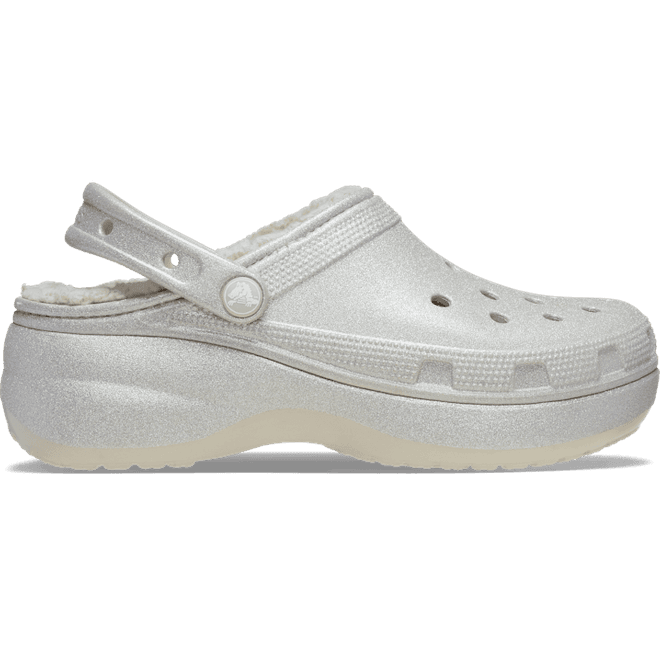 Crocs Classic Platform Lined Glitter Clogs Silver 