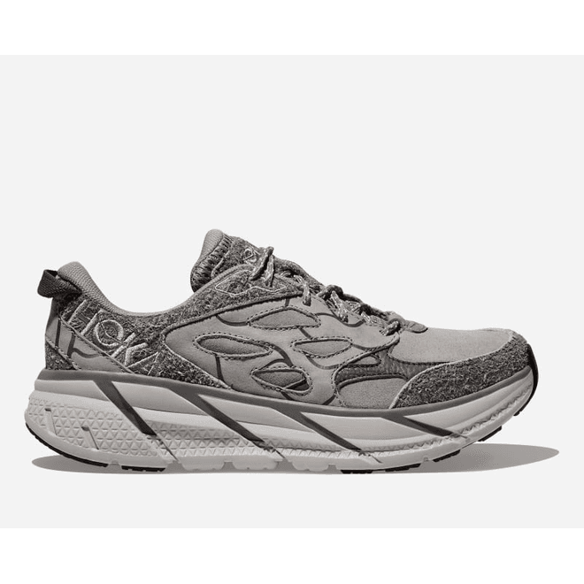 HOKA Elite Terrain System Clifton L Suede  Galactic Grey