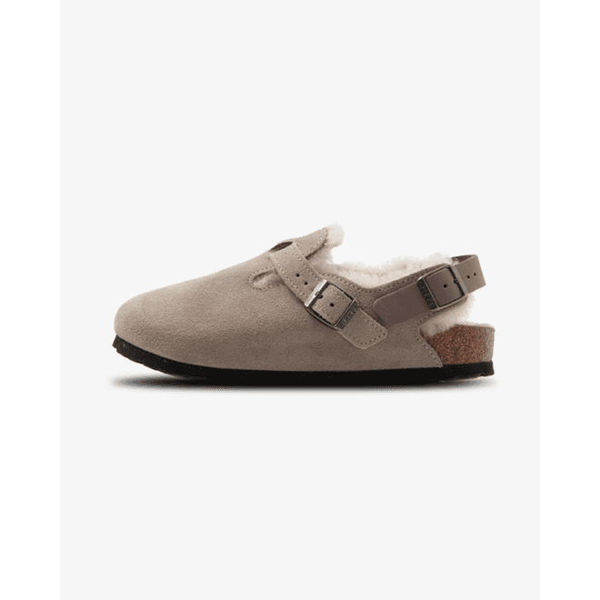 Birkenstock Tokio Shearling Suede Leather Narrow Taupe