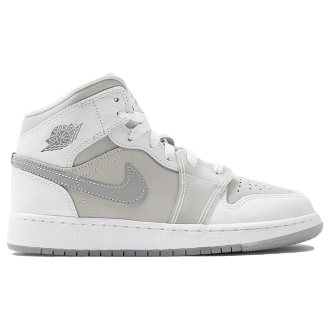 Air Jordan 1 Mid SE Summit White Metallic Silver (GS)