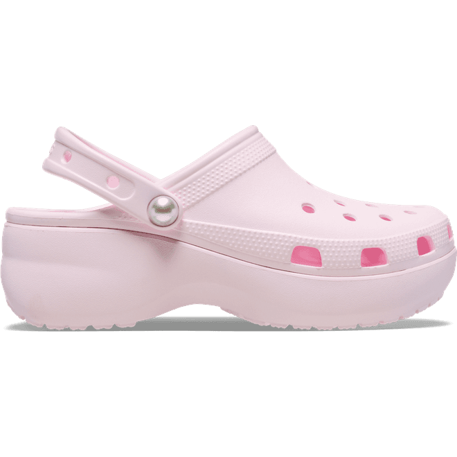 Crocs Women Classic Platform Pearl Clogs Pink Milk 