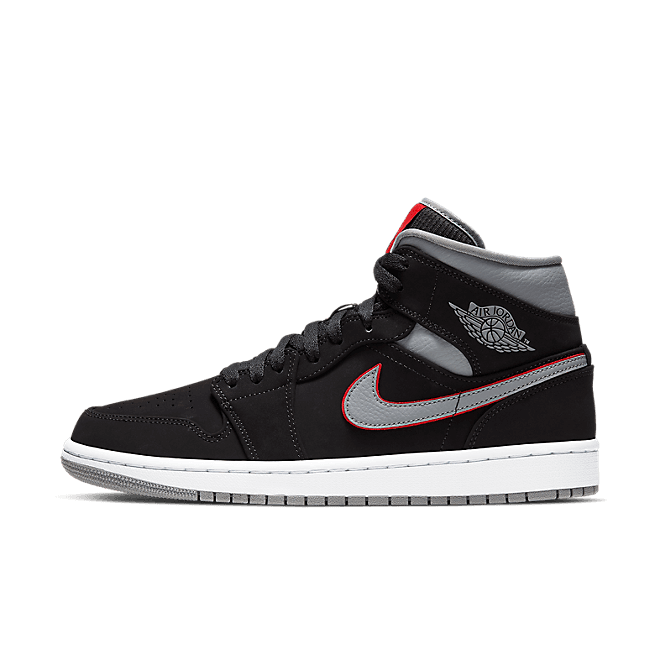 Nike Air Jordan 1 Mid (Black / Particle Grey - White - Gym Red)