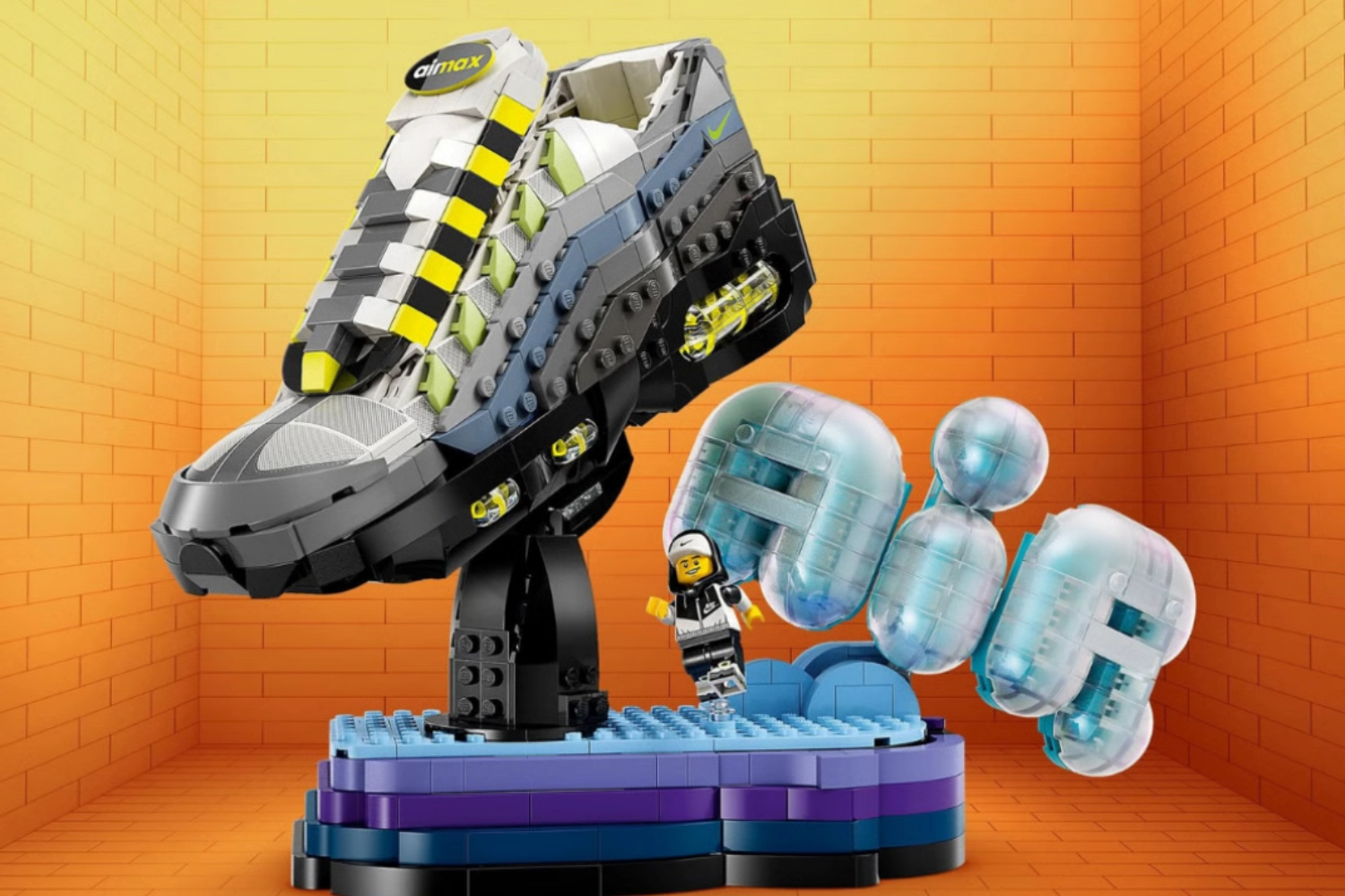 The Air Max 95 ‘Neon’ Arrives as a LEGO® Building Set and Big Bubble Kids Sneaker