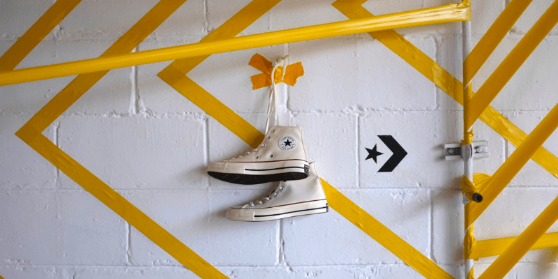 White Converse hanging