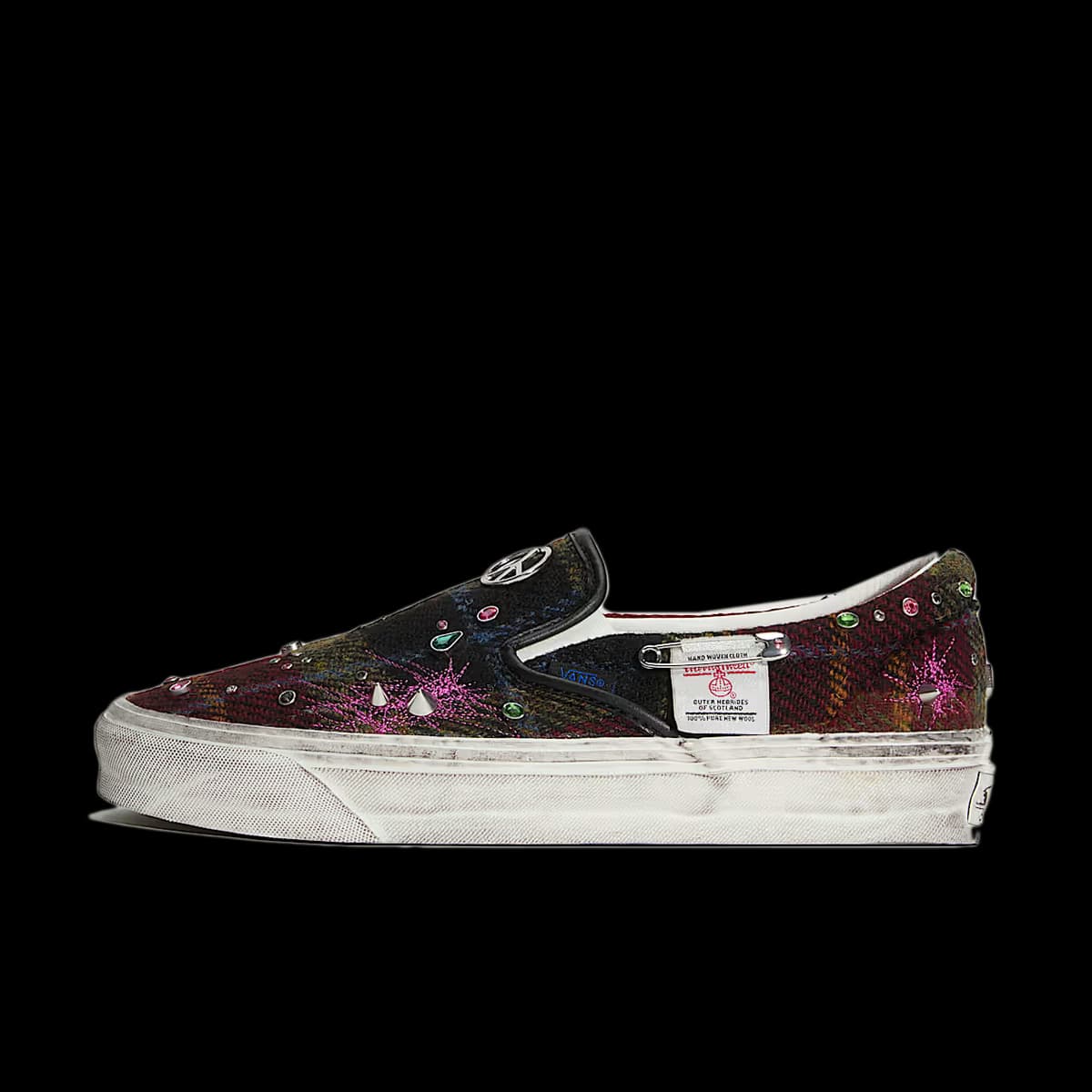 Vans Premium Classic Slip-On 'Red & Orange' - Harris Tweed