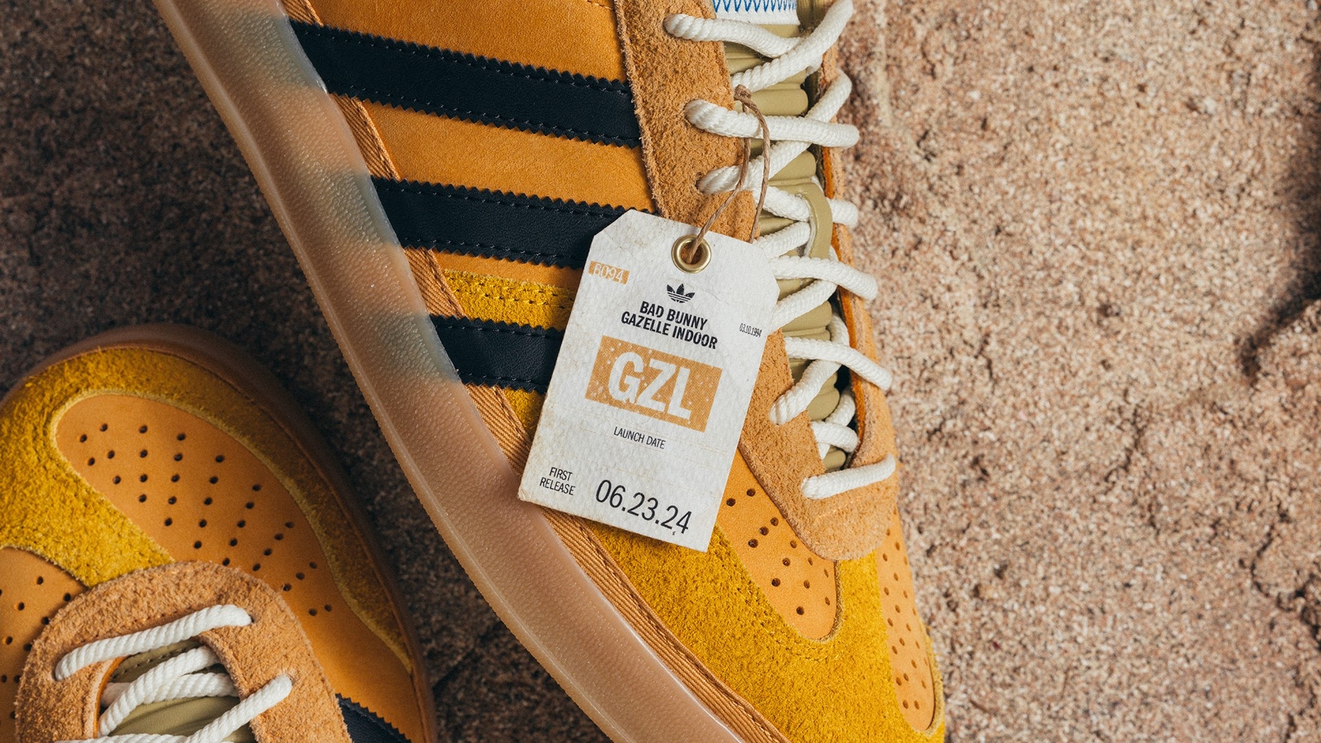 Bad Bunny x adidas Gazelle Indoor 'Solar Gold' officieel onthuld: release op 17 oktober