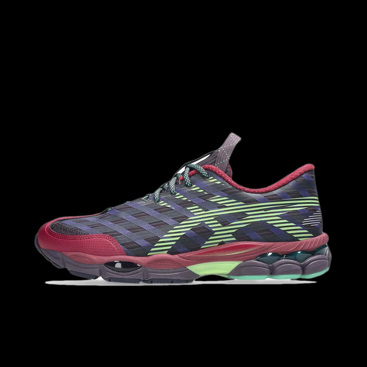 Kiko Kostadinov x ASICS US8-S GEL-SJ33 'Deep Plum & Fresh Grass'