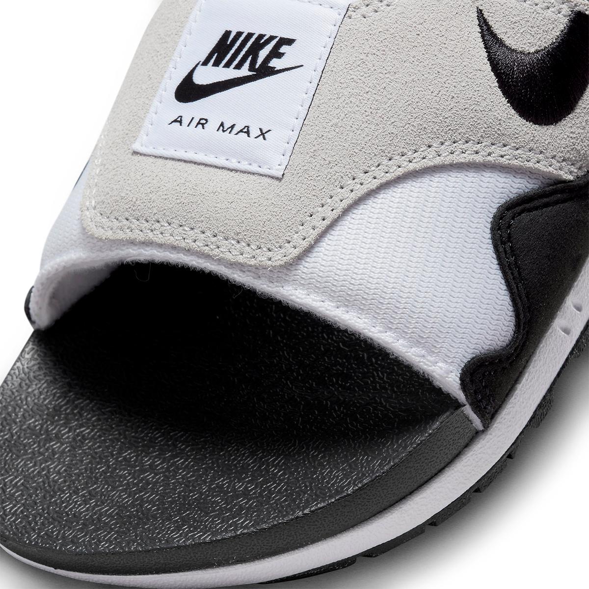Nike Air Max 1 Slide 'Black/White' detail foto witte achtergrond