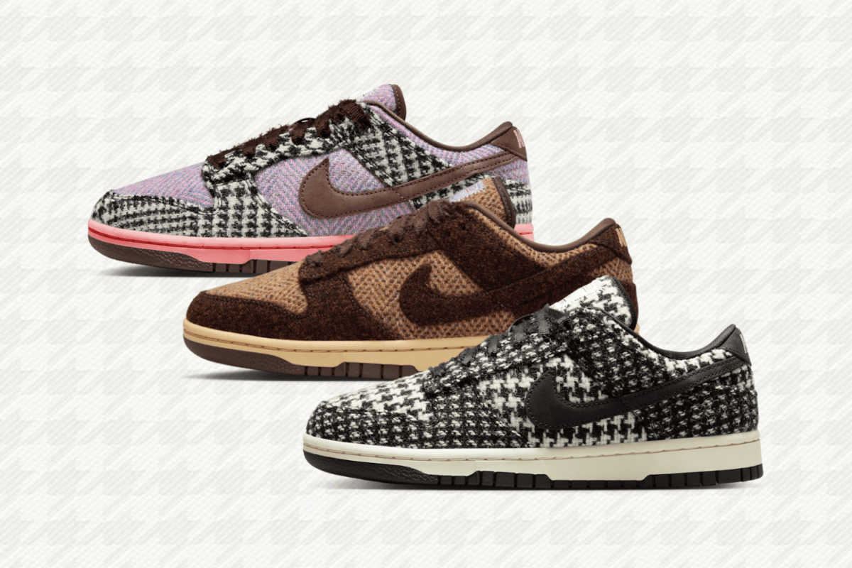 Harris Tweed kleedt drie colorways van de Nike Dunk Low