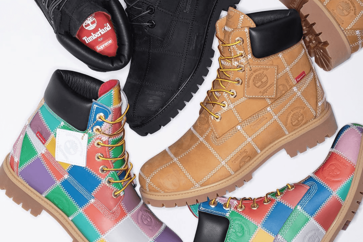 Supreme's volgende Timberland Boots gebruiken patchwork