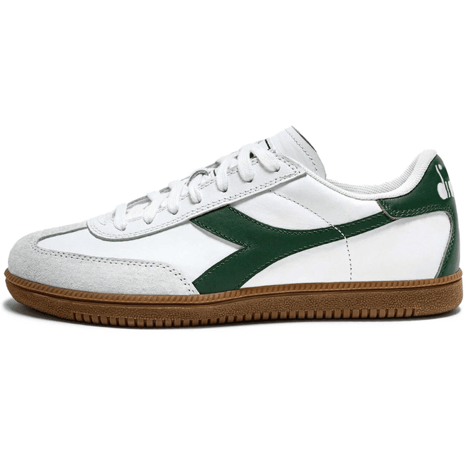 Diadora Trainer Leather - White and Foliage Green