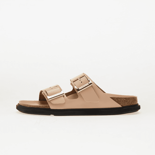 Birkenstock Arizona Droplet Buckle Natural Leather Patent High-Shine New Beige