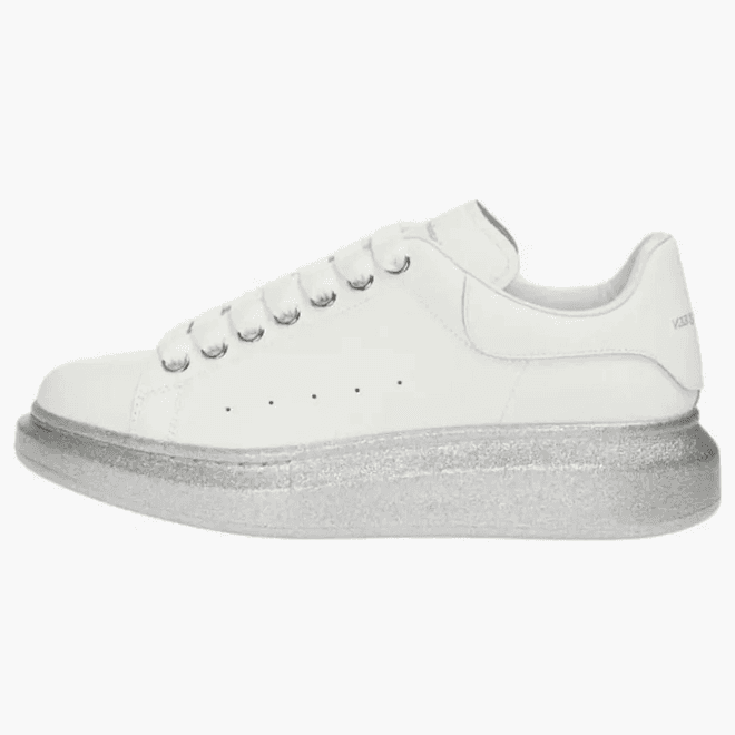 Alexander Mcqueen Oversized White Silver Glitter Sole (women's)